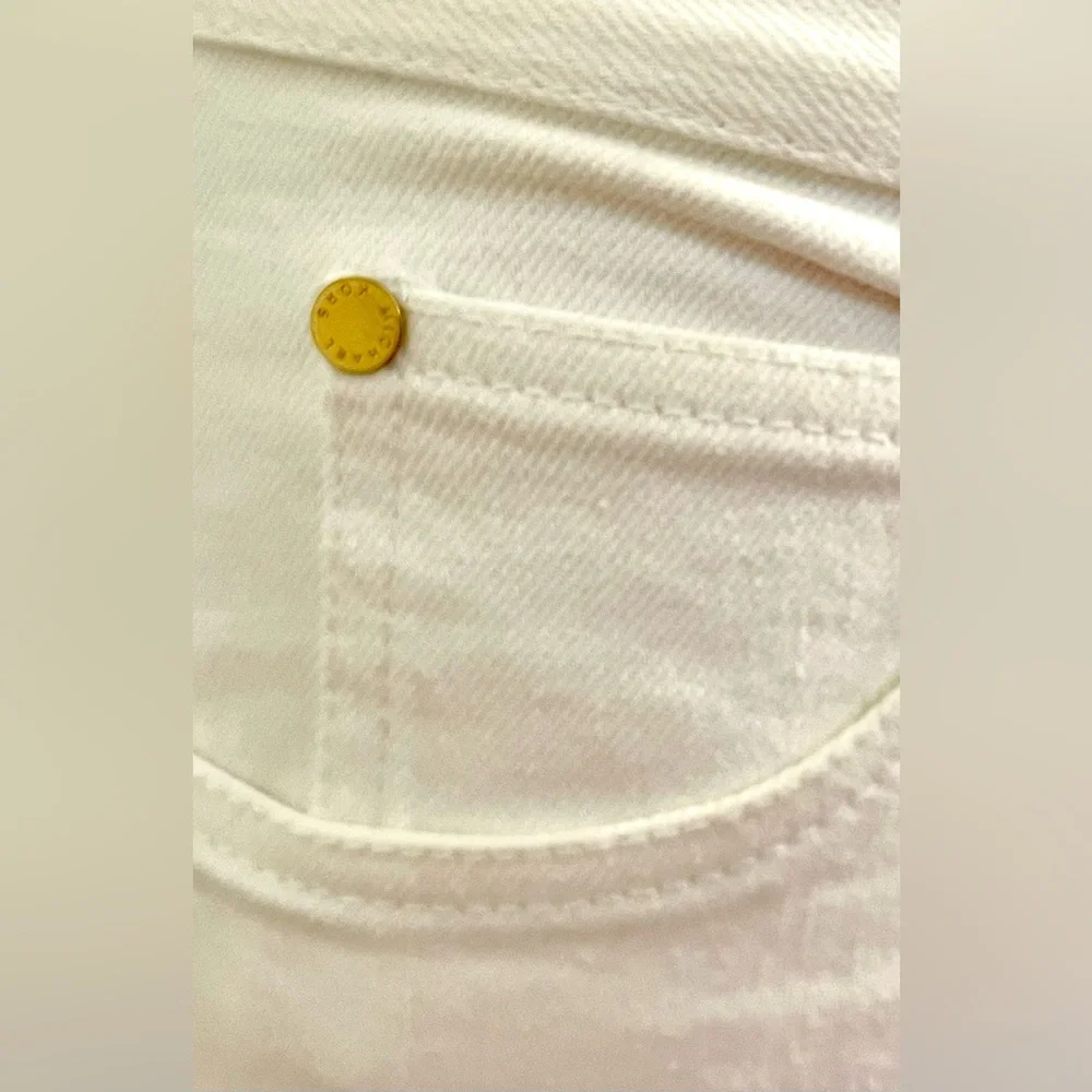 Made in Italy Y2K white ankle jeans gold hardware Michael Kors size 0 collection - Picture 5 of 14
